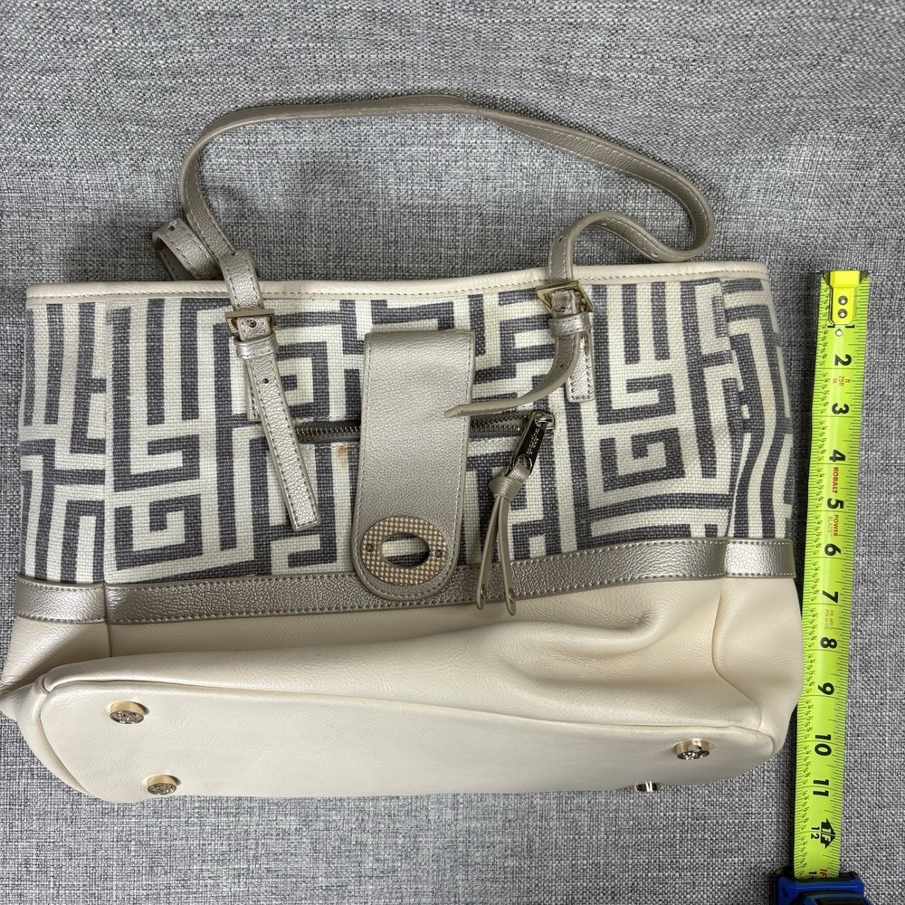 Spartina 449 De Renne Daufuskie Turn Key Classic Natural Linen Leather Tote - Picture 13 of 14